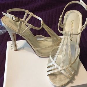 Caparros champagne colored sparkly pumps